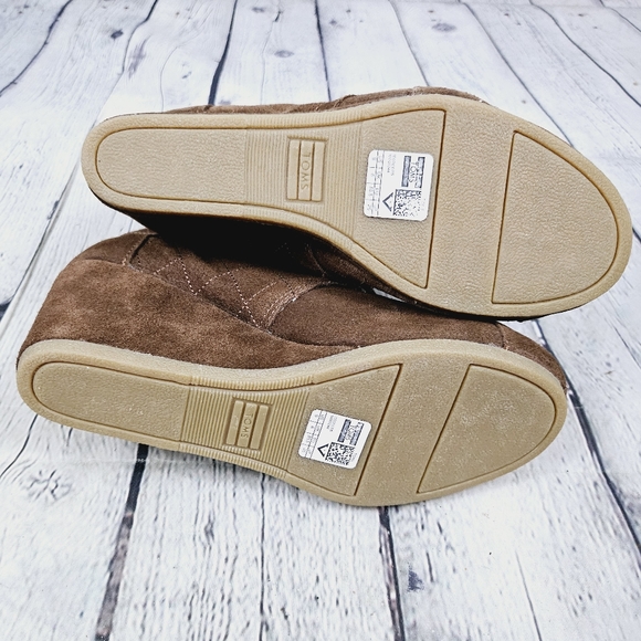 TOMS | quilted laceup suede leather faux for lined wedge heel ankle boots - Picture 8 of 11
